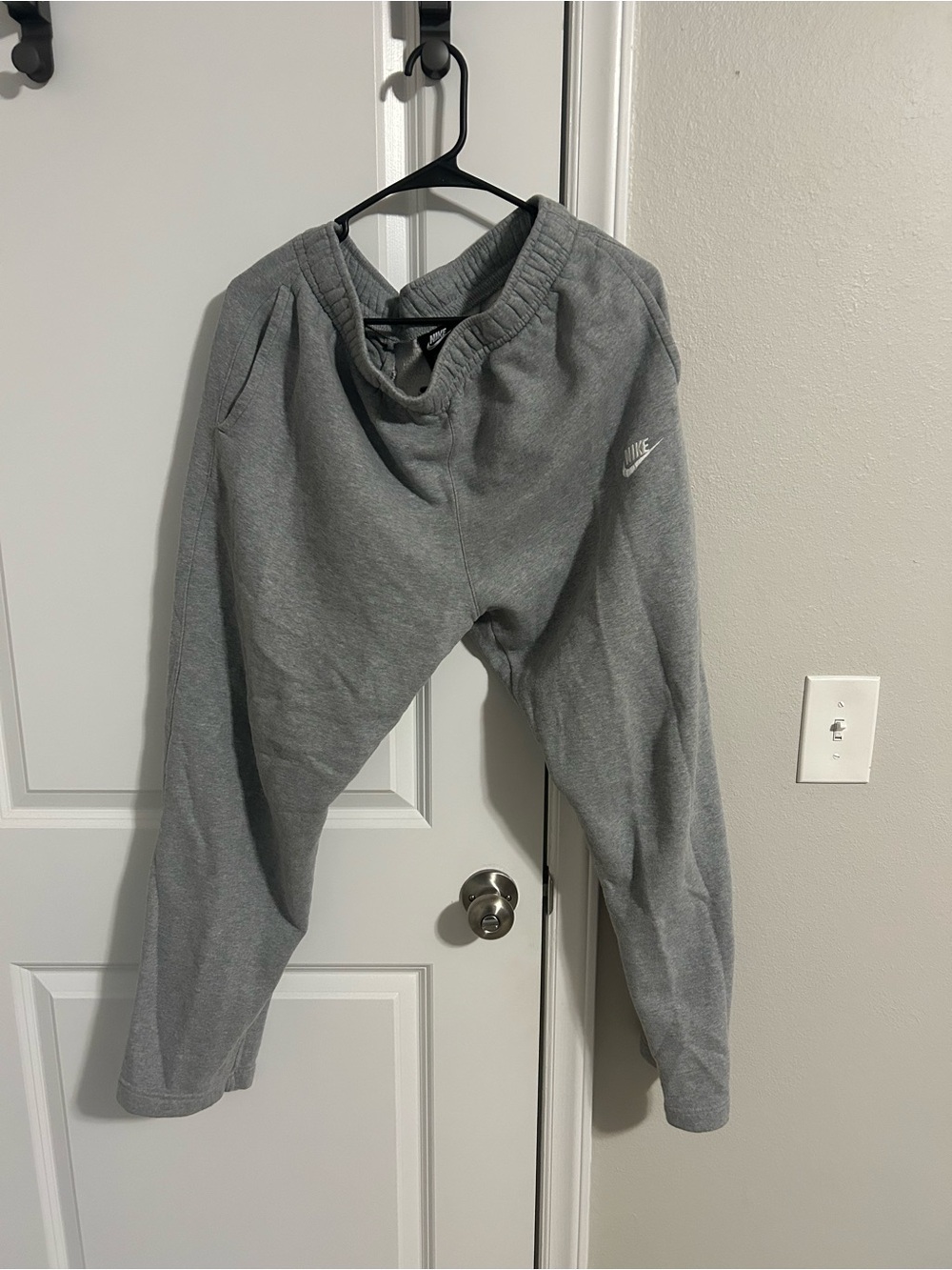 Nike Light Gray Fleece Joggers with White Swoosh Tag